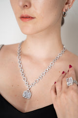 Nickho Rey Kuempel Cocktail Ring in White Rhodium with Clear Stones