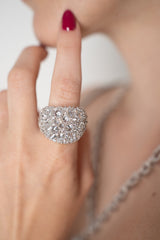 Nickho Rey Stetson Ring in White Rhodium with White Crystals