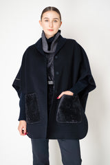 Manzoni 24 Lamb Shearling Cowl Neck Belted Pettorina in Anthracite