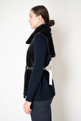 Manzoni 24 Lamb Shearling Cowl Neck Belted Pettorina in Anthracite