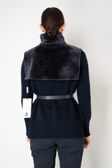 Manzoni 24 Lamb Shearling Cowl Neck Belted Pettorina in Anthracite