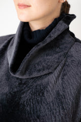 Manzoni 24 Lamb Shearling Cowl Neck Belted Pettorina in Anthracite