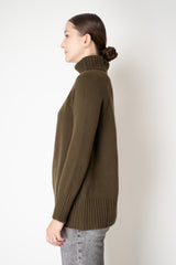 Manzoni 24 Wool Cashmere Turtleneck Sweater in Green Khaki