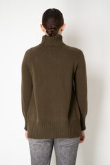 Manzoni 24 Wool Cashmere Turtleneck Sweater in Green Khaki
