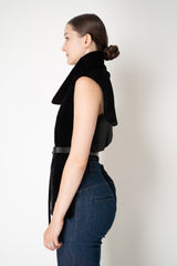Manzoni 24 Lamb Shearling Cowl Neck Belted Pettorina in Black