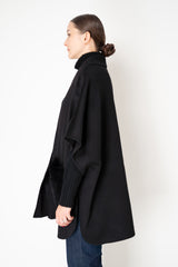 Manzoni 24 Loro Piana Poncho Coat with Shearling Pockets in Black