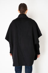 Manzoni 24 Loro Piana Poncho Coat with Shearling Pockets in Black