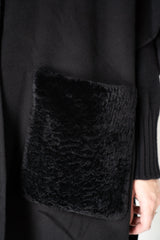 Manzoni 24 Loro Piana Poncho Coat with Shearling Pockets in Black