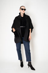 Manzoni 24 Lamb Shearling Cowl Neck Belted Pettorina in Black