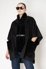 Manzoni 24 Lamb Shearling Cowl Neck Belted Pettorina in Black