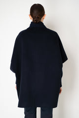 Manzoni 24 Loro Piana Poncho Coat with Shearling Pockets in Navy