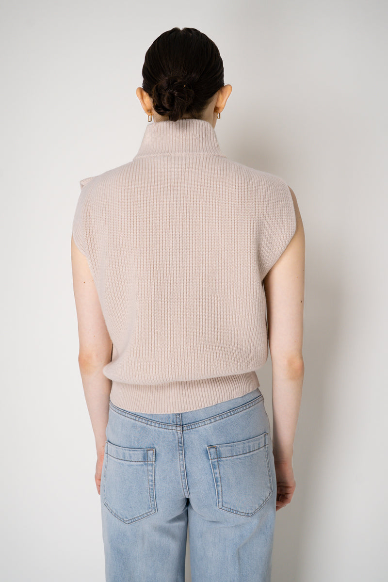 D. Exterior Wool Cashmere Stockinette Stitch Knit Vest in Light Rosewood Pink Vancouver. Shop Online or in Store.