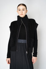 Peserico Silk Wool Chunky Knit Vest with Lurex Details in Black Vancouver. Shop Online or in Store