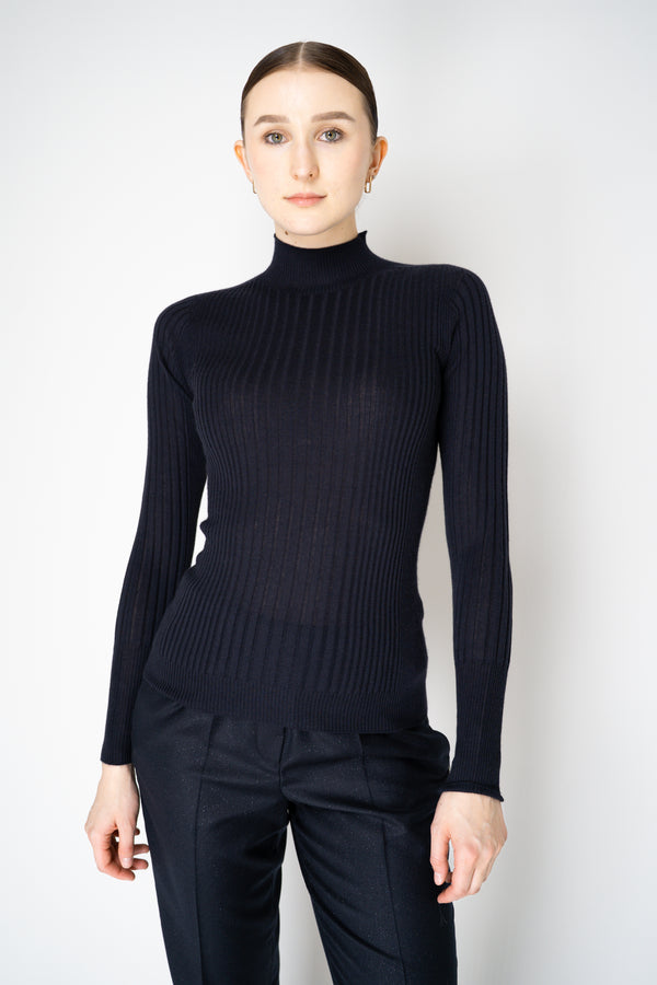 Peserico Silk Cashmere Turtleneck Pullover in Navy Vancouver. Shop Online or in Store