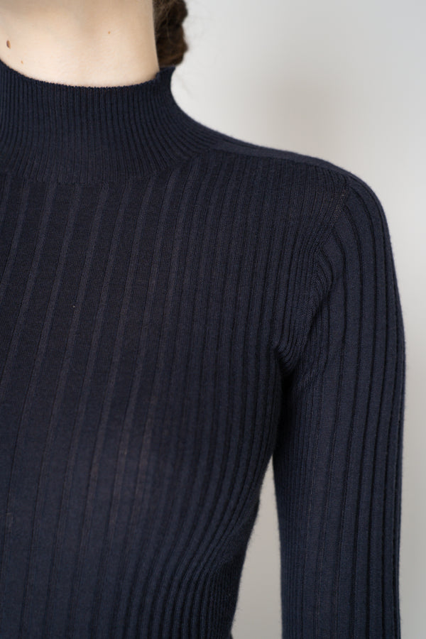 Peserico Silk Cashmere Turtleneck Pullover in Navy Vancouver. Shop Online or in Store