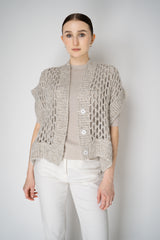 Peserico Alpaca Blend Knitted Net Poncho Cardigan with Sequin Details in Beige Vancouver. Shop Online or in Store