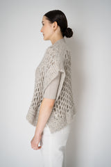 Peserico Alpaca Blend Knitted Net Poncho Cardigan with Sequin Details in Beige Vancouver. Shop Online or in Store
