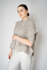 Peserico Alpaca Blend Knitted Net Poncho Cardigan with Sequin Details in Beige Vancouver. Shop Online or in Store