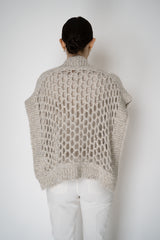 Peserico Alpaca Blend Knitted Net Poncho Cardigan with Sequin Details in Beige Vancouver. Shop Online or in Store