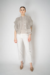 Peserico Alpaca Blend Knitted Net Poncho Cardigan with Sequin Details in Beige Vancouver. Shop Online or in Store