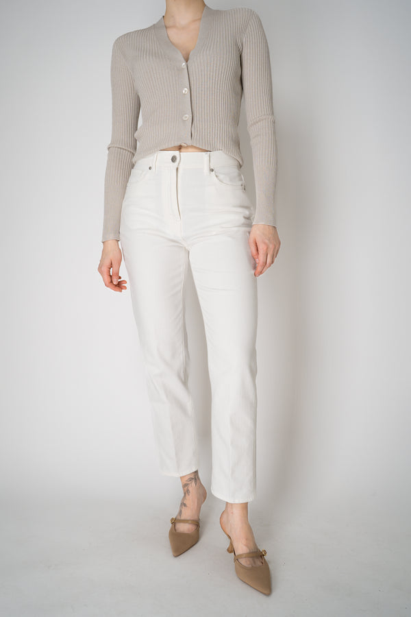 Peserico Stretch Cotton Twill Mid-Rise Jeans in White Vancouver. Shop Online or in Store