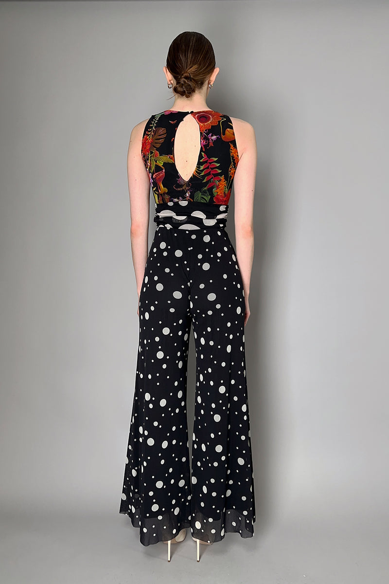 Fuzzi Floral Polka-Dot Stretch Tulle Jumpsuit- Ashia Mode- Vancouver, BC