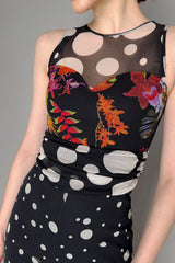 Fuzzi Floral Polka-Dot Stretch Tulle Jumpsuit Vancouver. Shop Online or in Store.