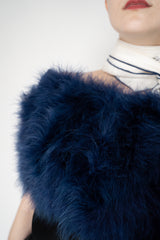 Dorothee Schumacher Merino-Cashmere Shrug with Feathers in Navy Vancouver. Shop Online or in Store