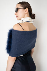 Dorothee Schumacher Merino-Cashmere Shrug with Feathers in Navy Vancouver. Shop Online or in Store
