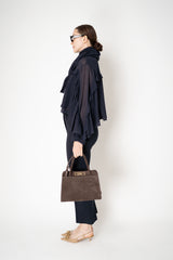 Fabiana Filippi Suede Medium Handbag With Metallic Closure in Brown