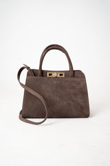 Fabiana Filippi Suede Medium Handbag With Metallic Closure in Brown