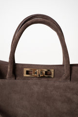 Fabiana Filippi Suede Medium Handbag With Metallic Closure in Brown