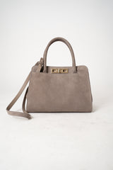 Fabiana Filippi Suede Medium Handbag With Metallic Closure in Taupe
