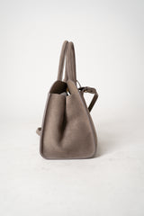 Fabiana Filippi Suede Medium Handbag With Metallic Closure in Taupe