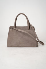 Fabiana Filippi Suede Medium Handbag With Metallic Closure in Taupe