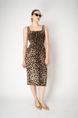 Dolce & Gabbana Leopard Print Sleeveless Charmeuse Dress Vancouver. Shop Online or in Store.