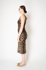 Dolce & Gabbana Leopard Print Sleeveless Charmeuse Dress Vancouver. Shop Online or in Store.