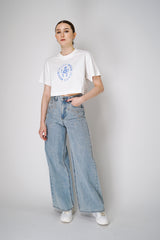 Moschino Jeans Cropped "Twist" Jersey T-Shirt in White Vancouver. Shop Online or in Store. 