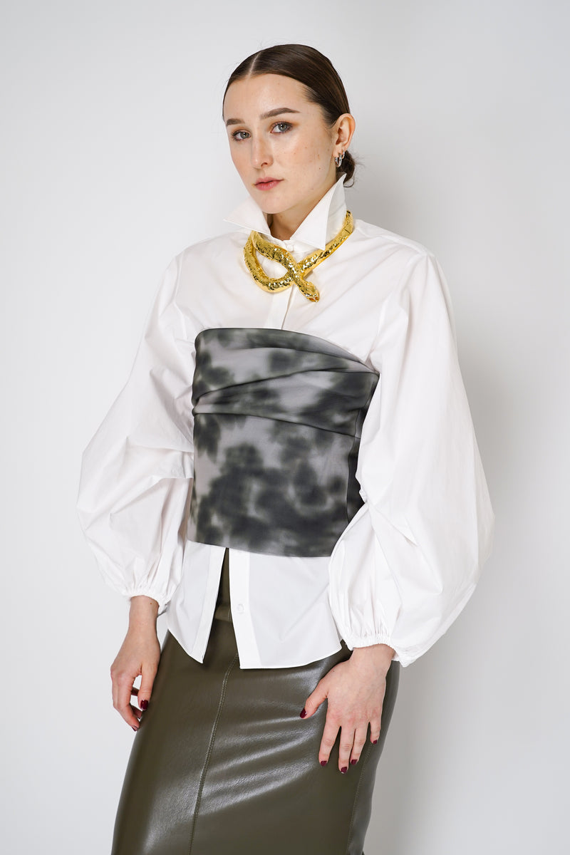 Philosophy di Lorenzo Serafini Scuba Bandeau Top in Grey Abstract Print Vancouver. Shop Online or in Store.