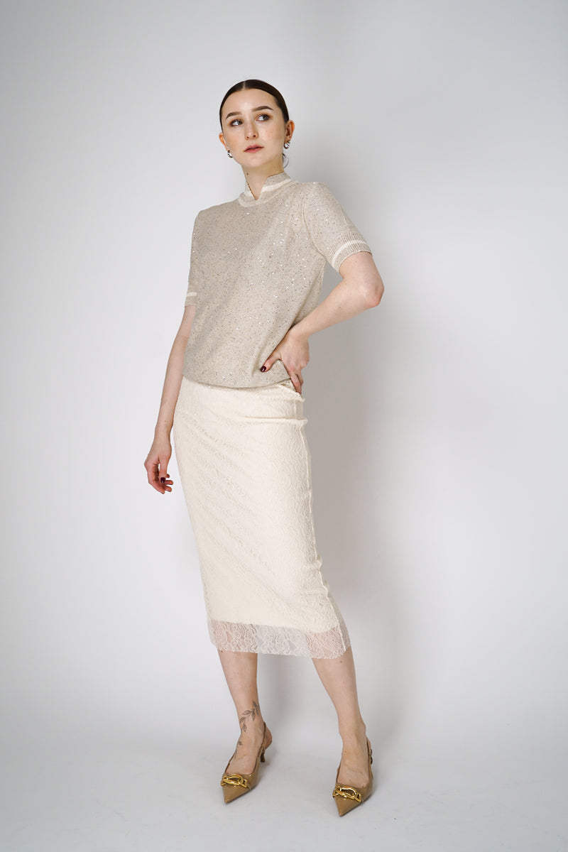 Philosophy di Lorenzo Serafini Lace Midi Skirt in Off-white Vancouver. Shop Online or in Store.