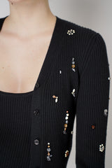 Dorothee Schumacher Embellished Fine Rib Merino Twinset in Black Vancouver. Shop Online or in Store.