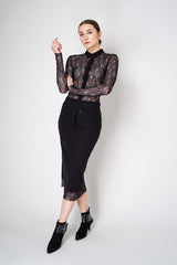 Philosophy di Lorenzo Serafini Lace Midi Skirt in Black Vancouver. Shop Online or in Store.