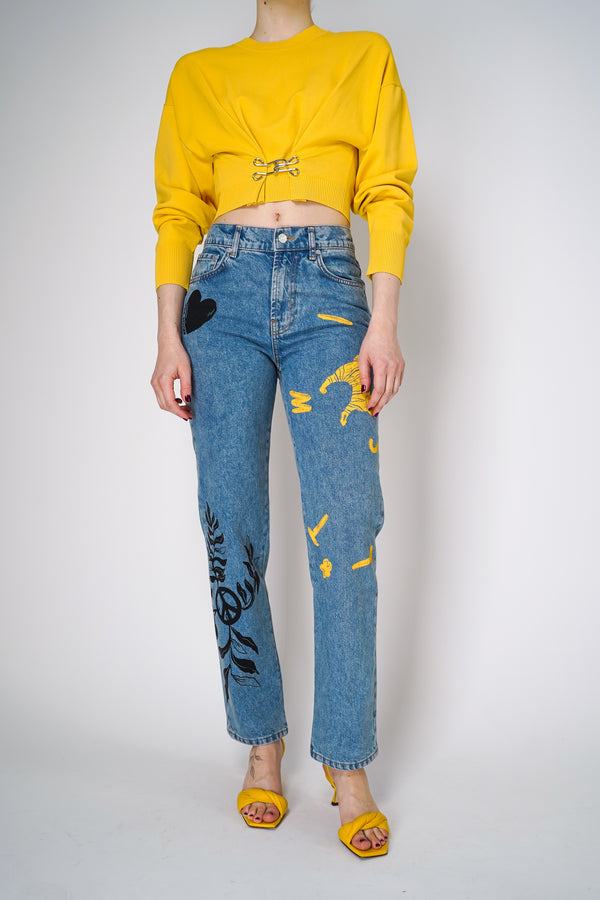 Moschino Jeans Straight Leg Patchwork Jeans Vancouver. Shop Online or in Store.