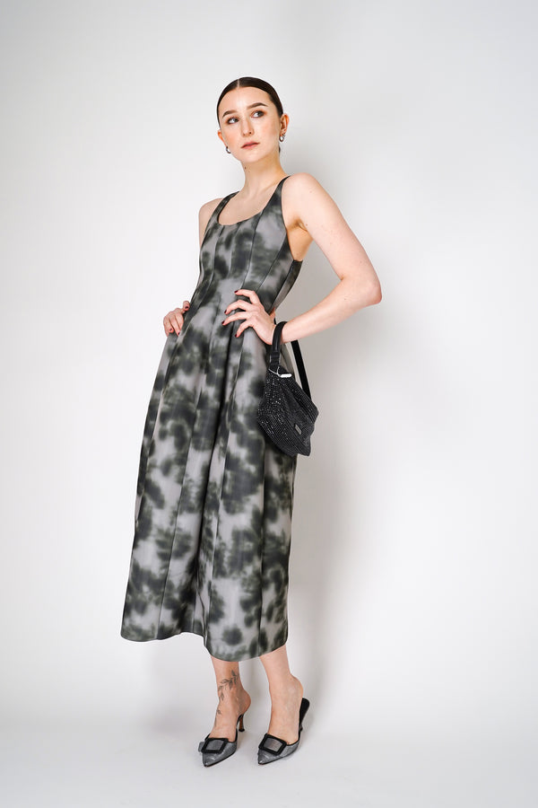 Philosophy di Lorenzo Serafini Midi Scuba Dress in Grey Abstract Print Vancouver. Shop Online or in Store.