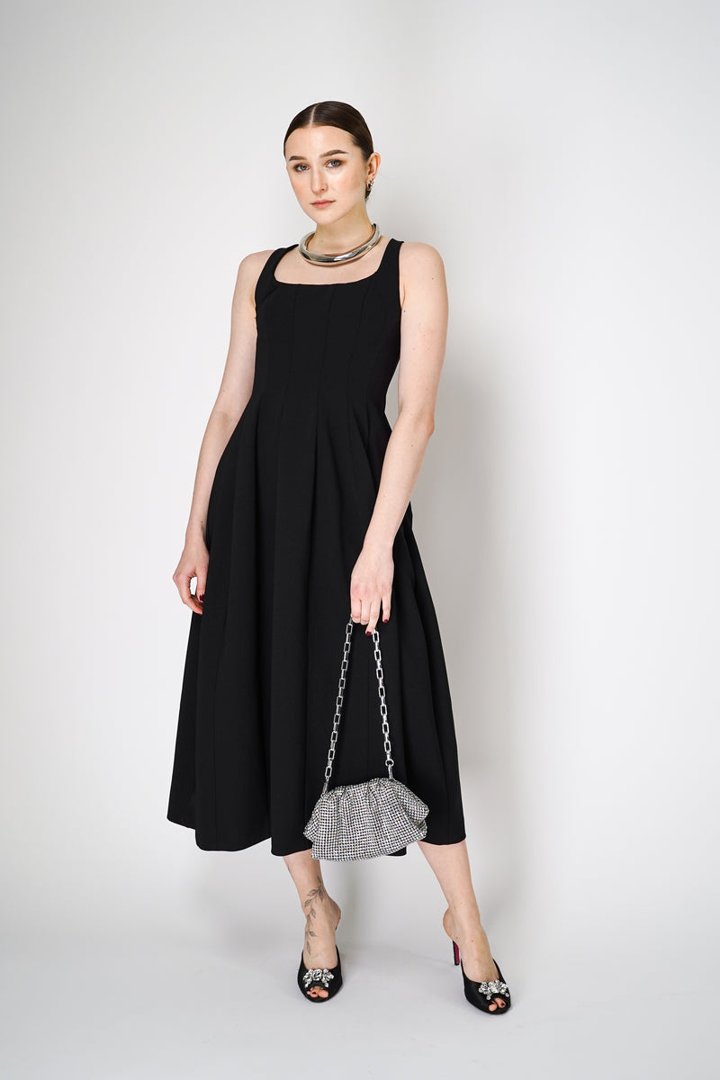 Philosophy di Lorenzo Serafini Panel Stitch Midi Dress in Black Vancouver. Shop Online or in Store.