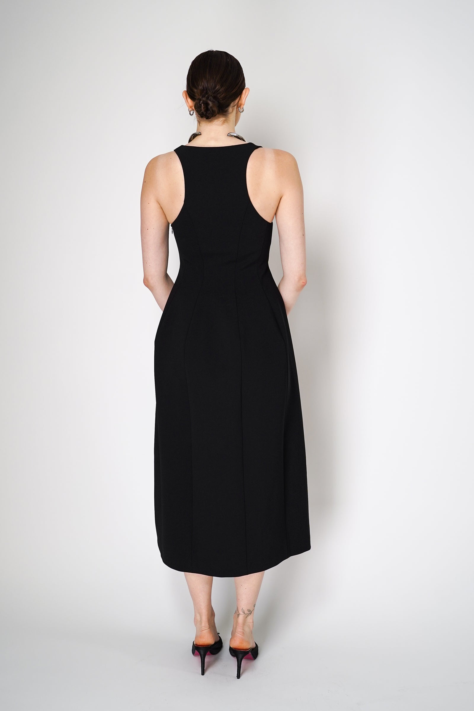オールインワン・サロペット Philosophy Di Lorenzo Serafini Fitted Black Dress With Philosophy di Lorenzo Serafini Panel Stitch Midi Dress in
