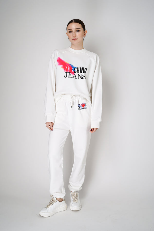 Moschino Jeans Cotton Sweatshirt with Neon Paint Swatch Print Vancouver. Shop Online or in Store.