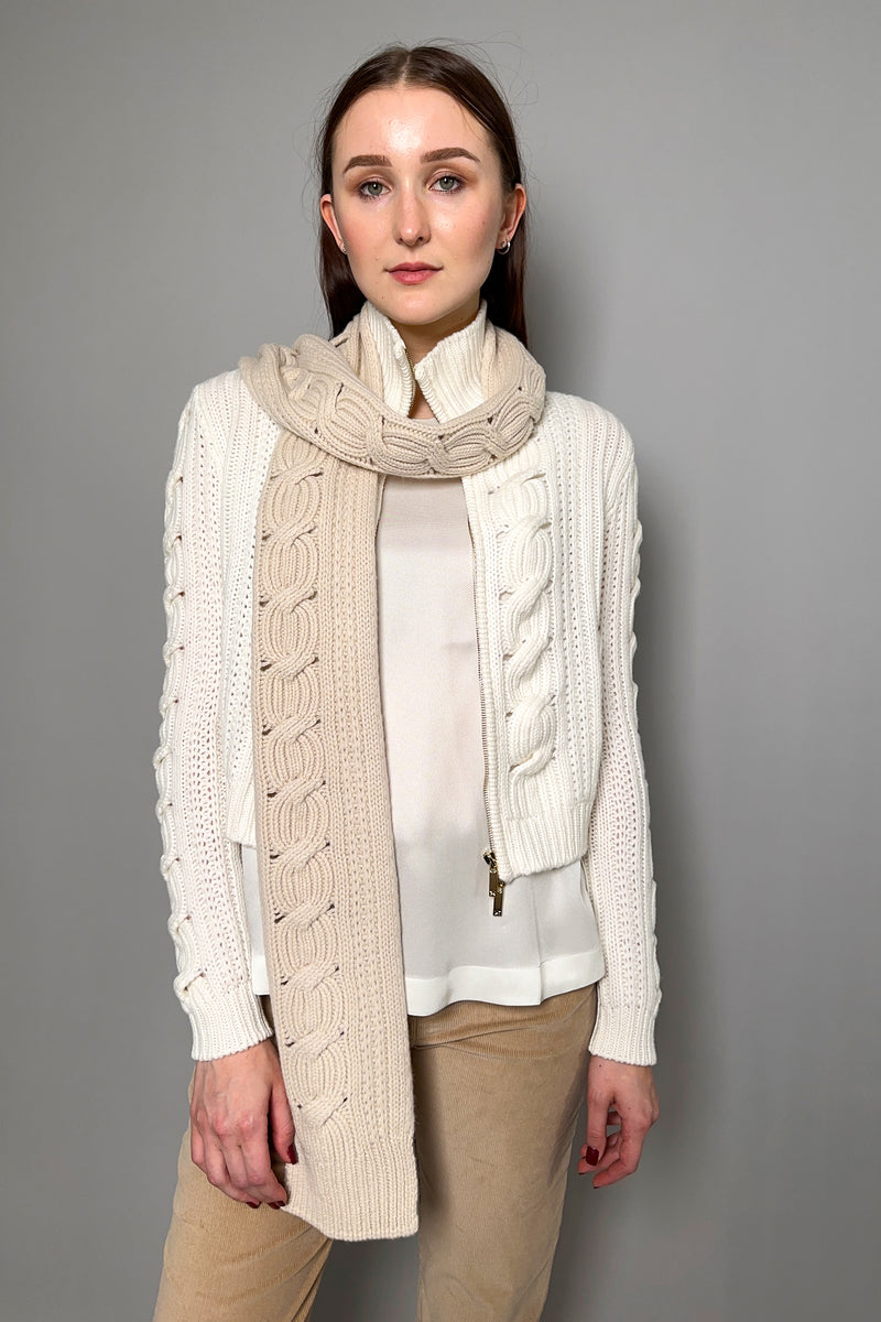 Lorena Antoniazzi Cable Knit Scarf in Beige