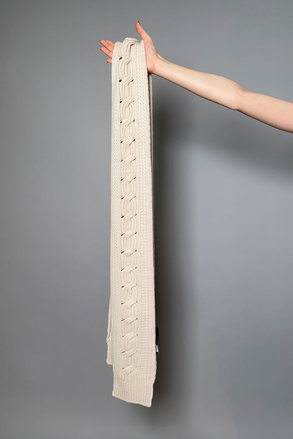 Lorena Antoniazzi Cable Knit Scarf in Beige