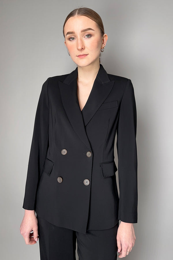 Lorena Antoniazzi Classic Double Breasted Viscose Blazer in Black Vancouver. Shop Online or in Store.
